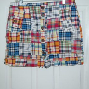 J CREW Madras Mini Skirt Size 8
